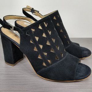 Halogen Zoey Slingback Sandal Black Suede Size 7.5